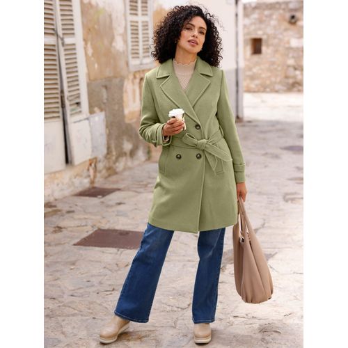 Kurzmantel INSPIRATIONEN, Damen, Gr. 54, grün (schilf, meliert), 90% Polyester, 10% Wolle, unifarben, unifarben mit Farbeinsatz, unifarben mit Farbeinsätzen, Mäntel
