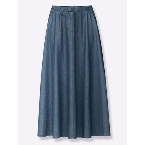 Jeansrock CASUAL LOOKS, Damen, Gr. 54, blau (blau, stone, washed), 100% Baumwolle, unifarben, wadenlang, Röcke