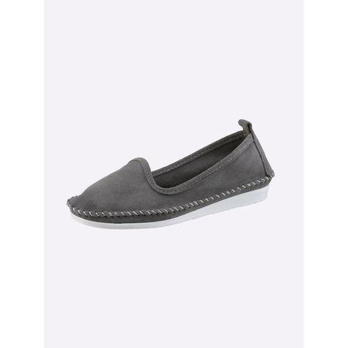Slipper ANDREA CONTI, Damen, Gr. 37, grau, Leder, Rindsleder, Veloursleder, modisch, Schuhe