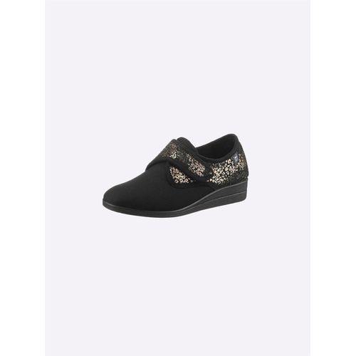 Hausschuh CASUAL LOOKS, Damen, Gr. 36, schwarz (schwarz, gemustert), Textil, modisch, Schuhe