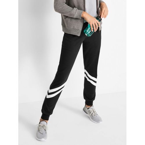 Trainingshose CATAMARAN, Damen, Gr. 44/46, Normalgrößen, schwarz-weiß (schwarz, weiß), 50% Baumwolle, 50% Polyester, unifarben, lang, Hosen