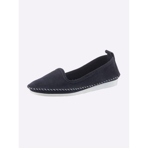 Slipper ANDREA CONTI, Damen, Gr. 41, blau (marine), Leder, Rindsleder, Veloursleder, modisch, Schuhe