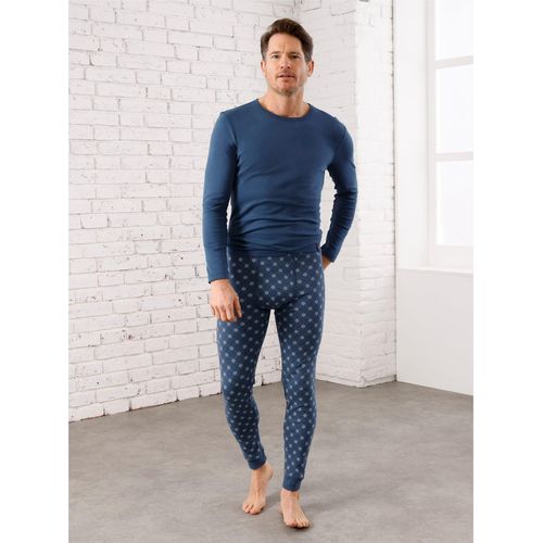 Unterziehshirt WÄSCHEPUR, Herren, Gr. 8, Normalgrößen, blau (dunkelblau), 100% Baumwolle, Rundhals, Langarm, Unterhemden