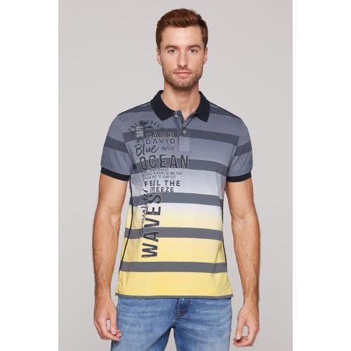 Poloshirt CAMP DAVID, Herren, Gr. XXXL, grau, Material: 100% Baumwolle, bestickt, bedruckt, gestreift, casual, regular fit normal, Kurzarm eingesetzt Bündchen, Shirts, aus Baumwolle