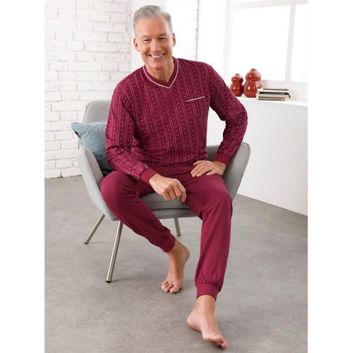 Schlafanzug KINGS CLUB, Herren, Gr. 52/54, rot (bordeaux, bedruckt), 100% Baumwolle, Homewear-Sets