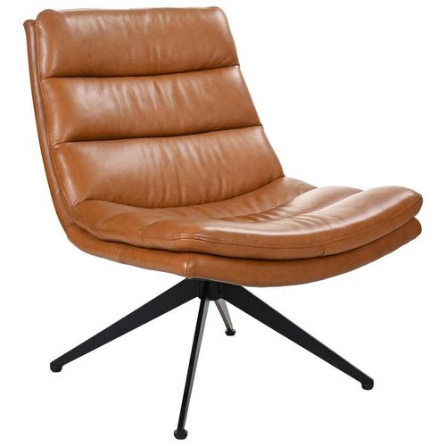 Dieter Knoll Designsessel , Cognac , Metall, Leder , Echtleder , Rindleder , 77x64.5x64.5 cm , Sitzfläche 360° drehbar , Wohnzimmer, Sessel, Sonstige