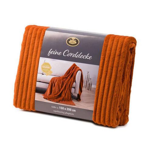 Wohndecke , Cognac , Kunststoff , Uni , 150x200 cm , pflegeleicht , Wohntextilien, Decken, Kuscheldecken