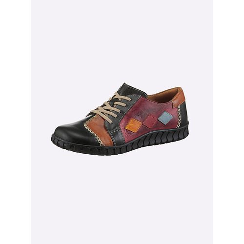 Schnürschuh GEMINI, Damen, Gr. 42, schwarz (schwarz, rot), Glattleder, sportlich, Schuhe