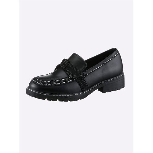 Slipper HEINE, Damen, Gr. 40, schwarz, Synthetik, Schuhe
