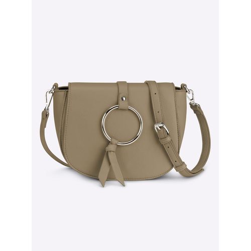Handtasche HEINE, Damen, Gr. B/H/T: 25cm x 18cm x 9cm, grau (taupe), Metall, Viskosemischung, unifarben, Taschen