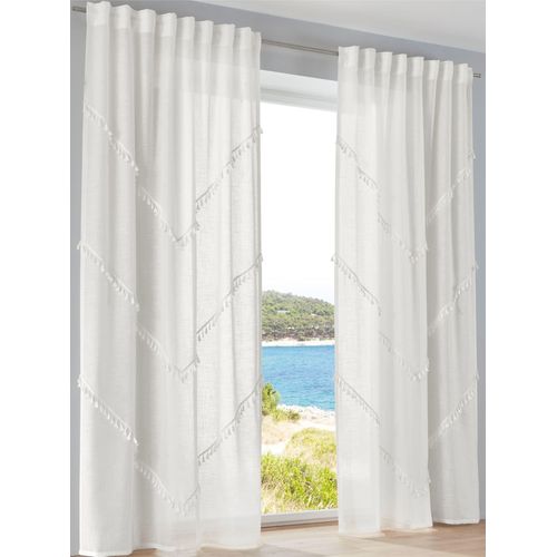 Gardine HEINE HOME Gr. 4, weiß, B:130cm H:245cm, Polyester, Gardinen
