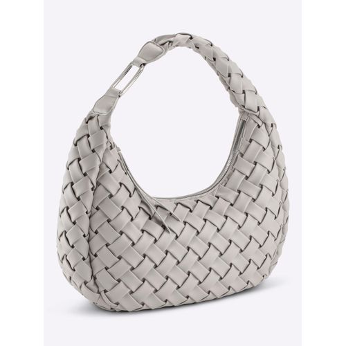 Handtasche HEINE, Damen, Gr. B/H/T: 42cm x 30cm x 16cm, grau (steingrau), Metall, Viskosemischung, unifarben, Taschen