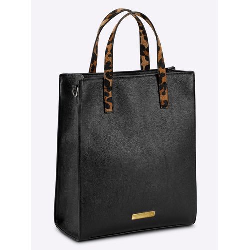 Umhängetasche HEINE, Damen, Gr. B/H/T: 25cm x 30cm x 10cm, schwarz, Viskosemischung, Metall, unifarben, gemustert, animal-print, Taschen