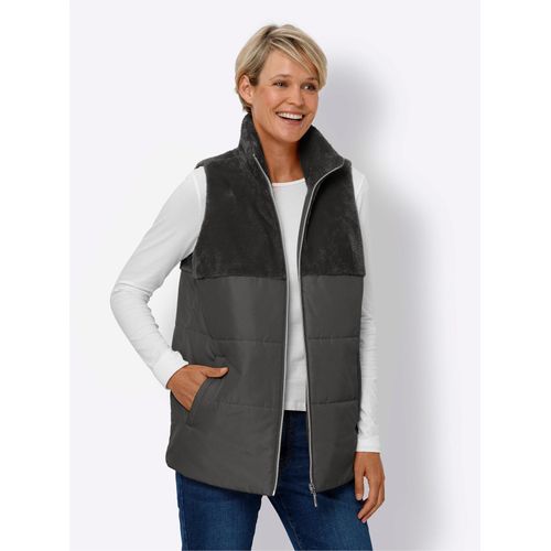 Steppweste CLASSIC BASICS, Damen, Gr. 50, grau (graphit), 100% Polyester, Besatz:100% Polyester, Wattierung:100% Polyester, unifarben, Westen