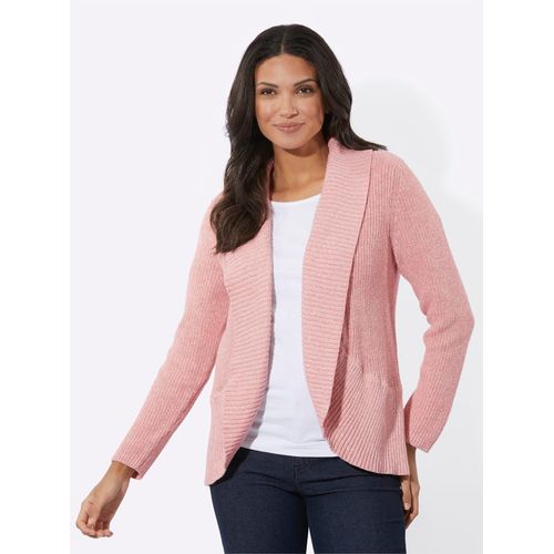 Strickjacke CLASSIC BASICS, Damen, Gr. 46, beige (rosenquarz, ecru, meliert), 100% Baumwolle, meliert, Strickjacken