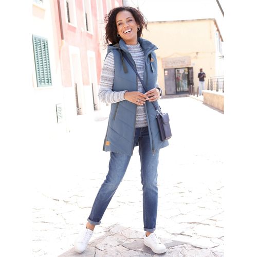 Kurzweste CASUAL LOOKS, Damen, Gr. 36, blau (rauchblau), 100% Polyester, Wattierung:100% Polyester, unifarben, Westen