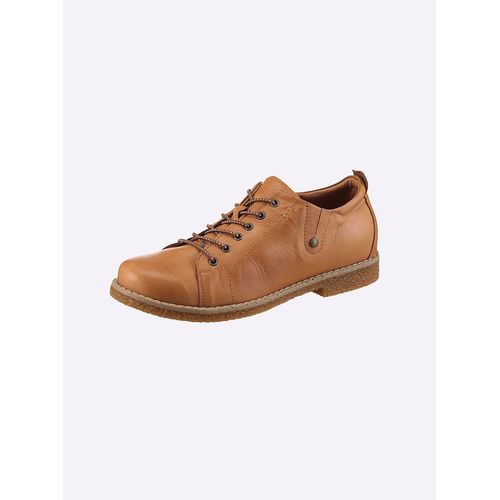Schnürschuh ANDREA CONTI, Damen, Gr. 37, braun (cognac), Glattleder, Leder, Rindsleder, Schuhe