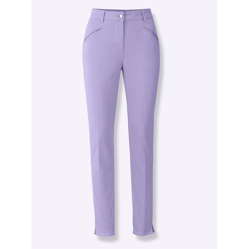 Stretch-Hose HEINE, Damen, Gr. 40, Normalgrößen, lila (lavendel), 72% Baumwolle, 25% Polyester, 3% Elasthan, unifarben, 7/8-Länge, Hosen