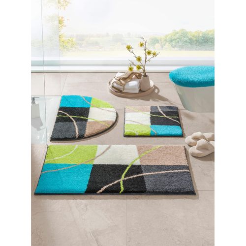 Badematte GRUND Gr. 1, blau (türkis, taupe), rechteckig (45cm x 50cm),, Badematten