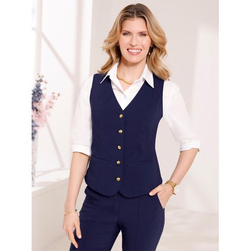 Kurzweste CLASSIC BASICS, Damen, Gr. 44, blau (marine), 72% Viskose, 25% Polyamid, 3% Elasthan, unifarben, Westen
