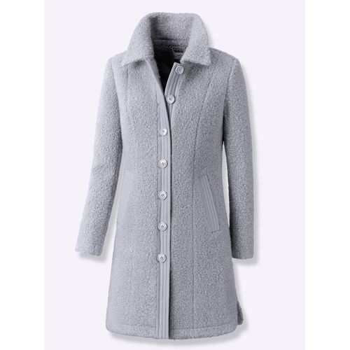 Kurzmantel CASUAL LOOKS, Damen, Gr. 46, grau (steingrau), 100% Polyester, unifarben, unifarben mit Farbeinsatz, unifarben mit Farbeinsätzen, Mäntel