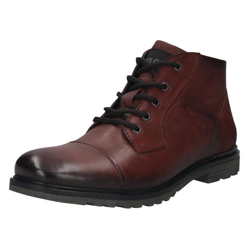 Schnürboots BUGATTI, Herren, Gr. 44, rot, Leder, used, casual, Schuhe, Boots, Herrenschuh, Stiefelette mit seitlichem Logo-Branding