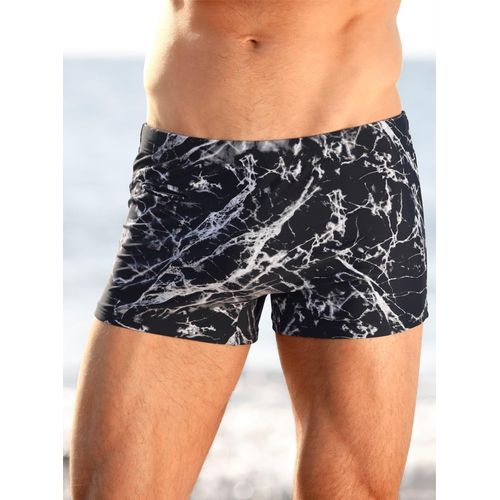 Badehose FEEL GOOD, Herren, Gr. 10, Normalgrößen, grau (schwarz, grau, bedruckt), Polyamid, Elasthan, Badehosen