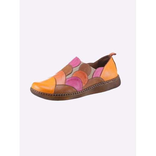 Slipper GEMINI, Damen, Gr. 37, bunt (orange, bunt), Glattleder, sportlich, Schuhe