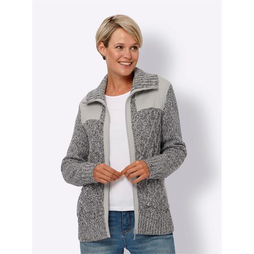 Strickjacke CLASSIC BASICS, Damen, Gr. 54, grau (hellgrau, ecru, meliert), 100% Polyacryl, meliert, unifarben, Strickjacken