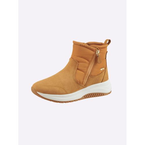 Stiefelette CAPRICE, Damen, Gr. 40, gelb (ocker), Leder, Textil, sportlich, Schuhe