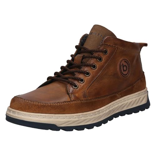 Schnürboots BUGATTI, Herren, Gr. 40, braun (cognac), Leder, casual, Schuhe, High Top Sneaker, Stiefelette mit Innenreißverschluss