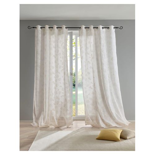 Gardine HEINE HOME Gr. 1, weiß (sanftes weiß, gemustert), B:140cm H:145cm, Polyester, Gardinen