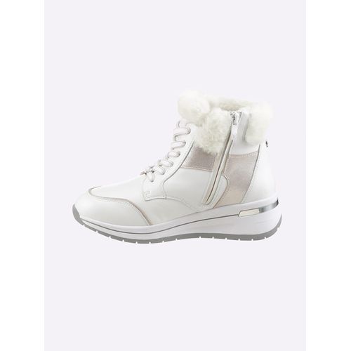 Stiefelette CAPRICE, Damen, Gr. 39, weiß, Glattleder, Veloursleder, sportlich, Schuhe