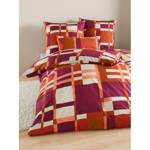 Bettwäsche HEINE HOME Gr. 3, bunt (cognac, sand, bedruckt), B/L: 155cm x 220cm, 2-teilige Garnitur St., 2-teilige Garnitur St., Renforcé, B/L: 80cm x 80cm, Renforcu00e9, 100% Baumwolle, Bettwäsche