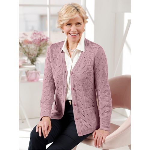 Strickjacke CLASSIC, Damen, Gr. 52, lila (mauve), 100% Polyacryl, unifarben, Langarm, Strickjacken
