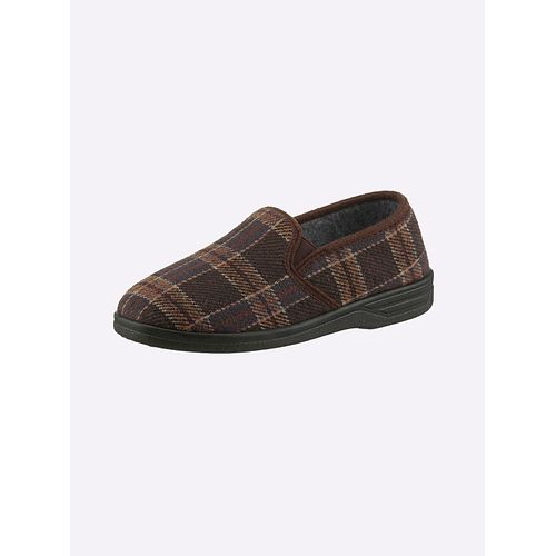 Hausschuh CASUAL LOOKS, Herren, Gr. 42, braun (braun, kariert), Textil, Basic, Schuhe