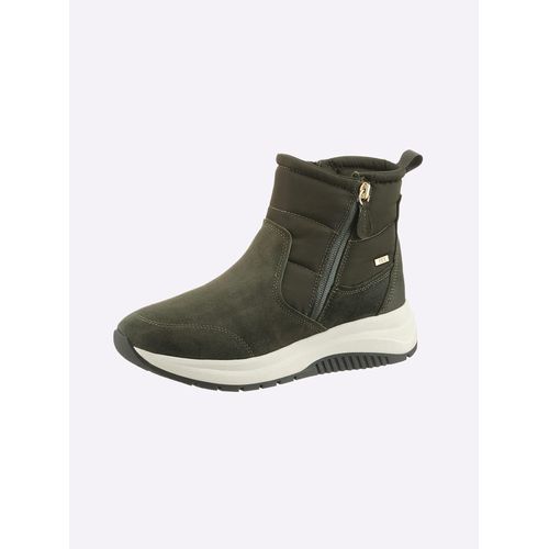 Stiefelette CAPRICE, Damen, Gr. 38, grün (khaki), Leder, Textil, sportlich, Schuhe