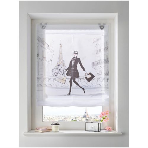 Raffrollo HEINE HOME Gr. 4, schwarz-weiß (weiß, schwarz), B:100cm H:130cm, Raffrollos