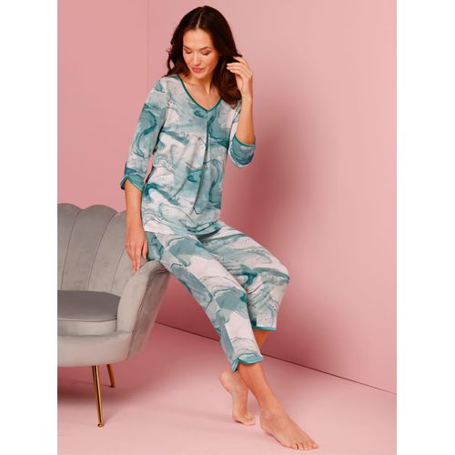 Schlafanzug CREATION L PREMIUM, Damen, Gr. 36/38, grün (kalkmint, salbei, bedruckt), 95% Modal, 5% Elasthan, Homewear-Sets