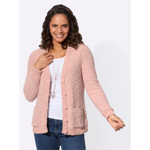 Strickjacke CASUAL LOOKS, Damen, Gr. 42, beige (puder), 58% Polyester, 42% Baumwolle, unifarben, Langarm, Strickjacken