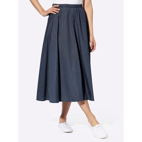 Jeansrock CASUAL LOOKS, Damen, Gr. 42, blau (dunkelblau), 100% Baumwolle, unifarben, wadenlang, Röcke