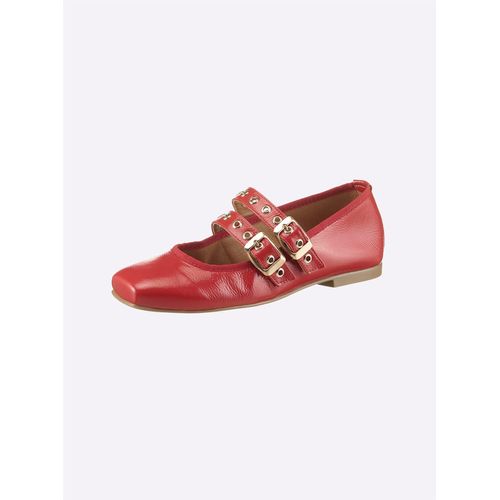 Ballerina HEINE, Damen, Gr. 35, rot, Leder, Glattleder, Lackleder, Lackleder, modisch, Schuhe