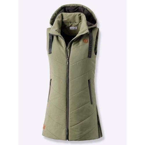 Kurzweste CASUAL LOOKS, Damen, Gr. 42, grün (khaki), 100% Polyester, Wattierung:100% Polyester, unifarben, Westen
