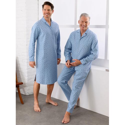 Schlafanzug KINGS CLUB, Herren, Gr. 52/54, blau (hellblau, gemustert), 100% Baumwolle, Homewear-Sets