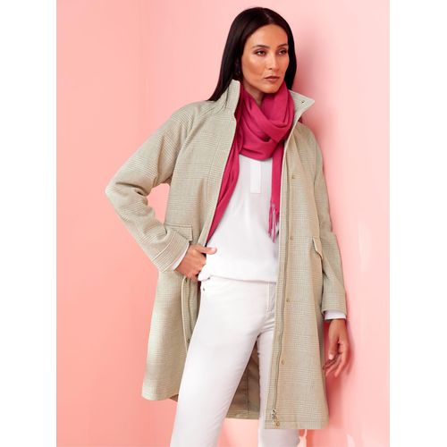 Wintermantel HEINE, Damen, Gr. 46, beige (beige, champagner, meliert), 80% Polyester, 20% Wolle, kariert, Mäntel