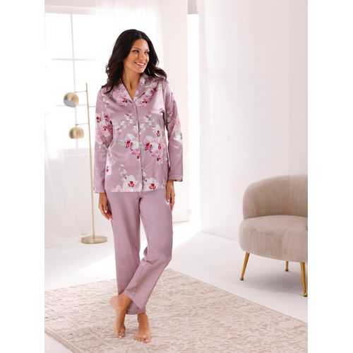 Schlafanzug WÄSCHEPUR, Damen, Gr. 48/50, lila (mauve), 83% Polyester, 17% Baumwolle, Homewear-Sets