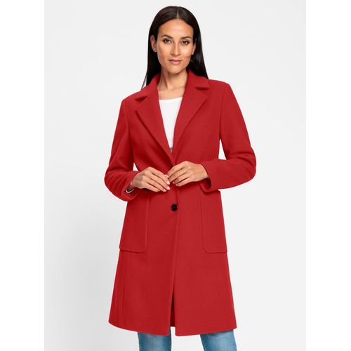 Wollmantel HEINE, Damen, Gr. 44, rot, 80% Wolle, 20% Polyamid, unifarben, unifarben mit Farbeinsatz, unifarben mit Farbeinsätzen, Mäntel