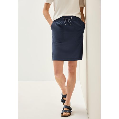 Minirock CECIL, Damen, Gr. XL (44), blau (urban navy), Web, Obermaterial: 71% Baumwolle, 25% Polyamid, 4% Elasthan, unifarben, casual, körpernah kniefrei, Röcke, mit feinen Streifen und Kordelzug