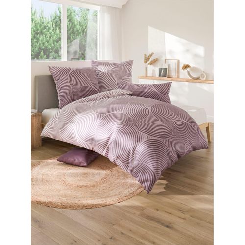 Bettwäsche BIBERNA Gr. 3, lila (erika), B/L: 155cm x 220cm, 2-teilige Garnitur St., 2-teilige Garnitur St., Seersucker, B/L: 80cm x 80cm, Seersucker, 100% Baumwolle, Bettwäsche