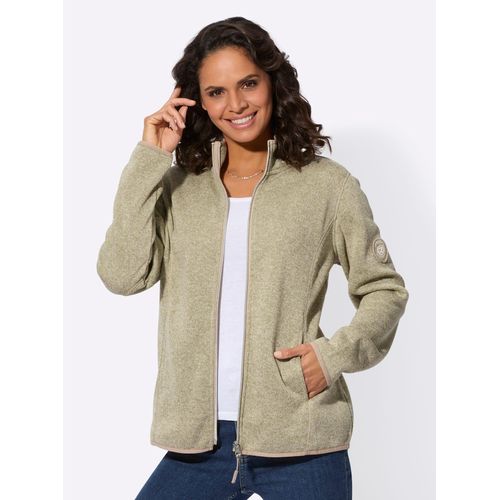 Fleecejacke CASUAL LOOKS, Damen, Gr. 40, grün (schilf, meliert), 100% Polyester, gemustert, mehrfarbig, meliert, Langarm, Jacken